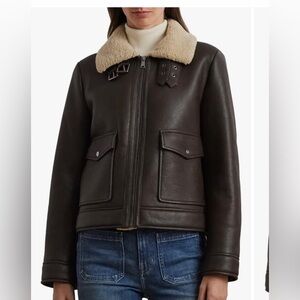 Lauren Ralph Lauren Faux Leather & Faux Shearling Bomber Jacket